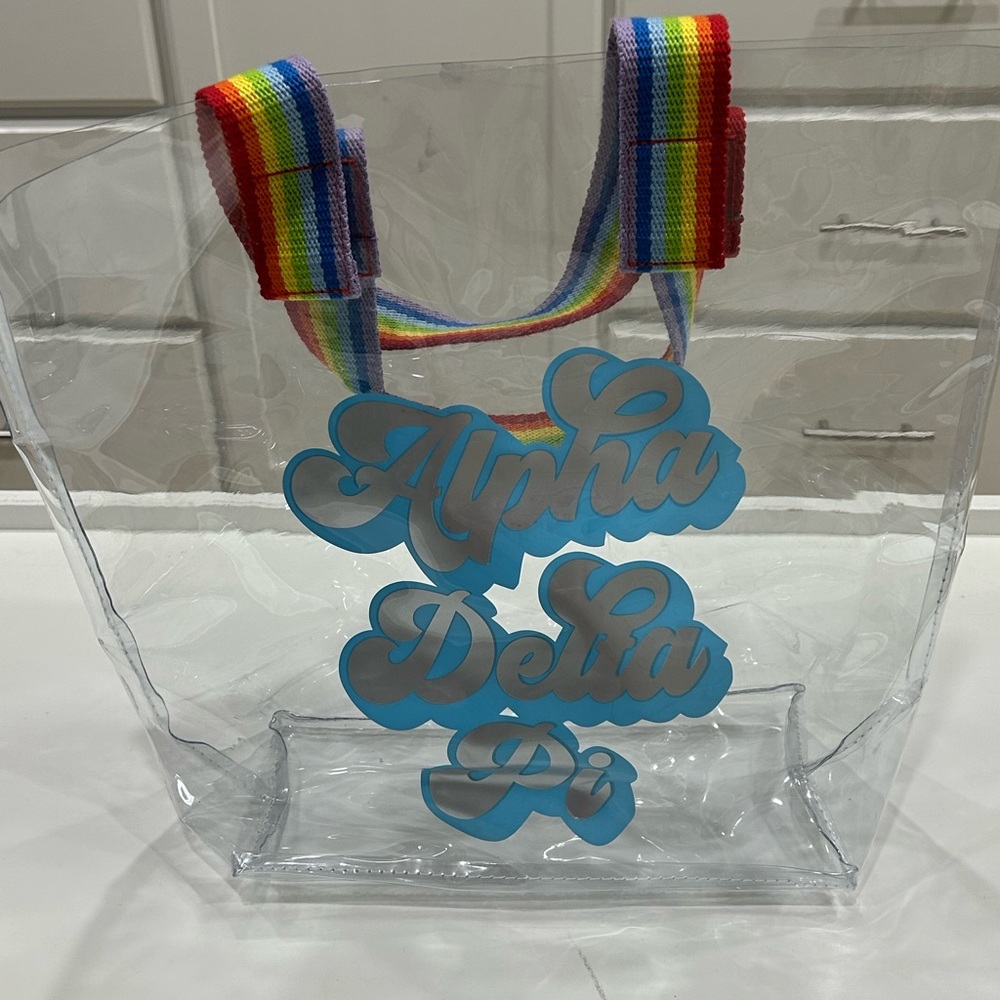 New- never used Alpha Delta Pi clear tote bag